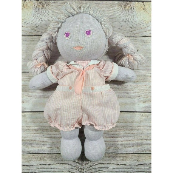 Playskool Other - Vintage Playskool Grandmas Marshmallow Baby Cloth Doll + Outfit Braids 1986 16"